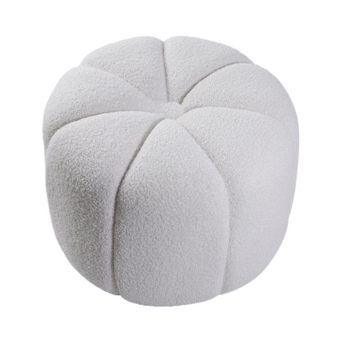 Living and Home Round Shape Teddy Fabric Footstool