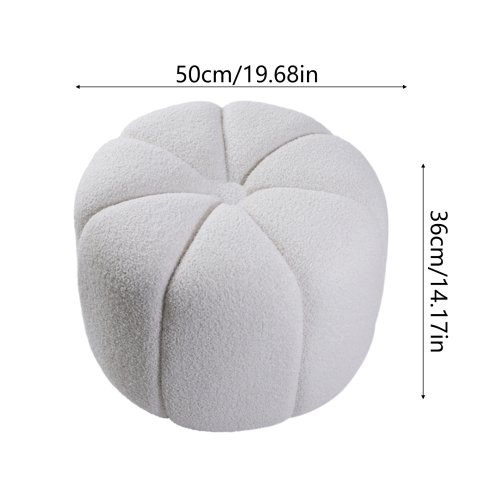 Living and Home Round Shape Teddy Fabric Footstool