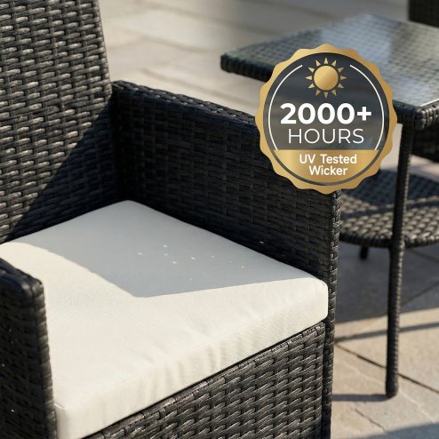 Living and Home 3-Piece PE Rattan Garden Furniture Bistro Set, Outdoor Patio Table And Chairs Set