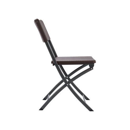 Living and Home Set of 2 Outdoor Rattan Plastic Folding Chairs Dining Chairs Set Brown