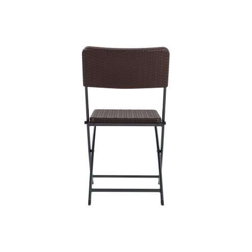 Living and Home Set of 2 Outdoor Rattan Plastic Folding Chairs Dining Chairs Set Brown