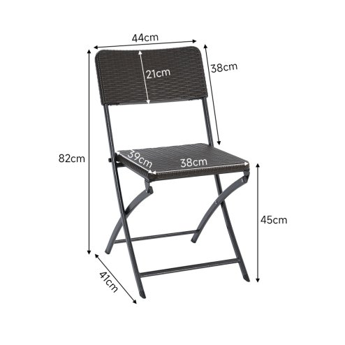 Livingandhome Set of 2 Outdoor Rattan Plastic Folding Chairs Dining Chairs Set, Black