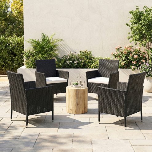 Living and Home Set of 4 Rattan Chairs Garden Furniture