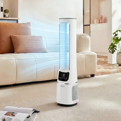 2-in-1 Air Cool & Purify Bladeless Fan, White