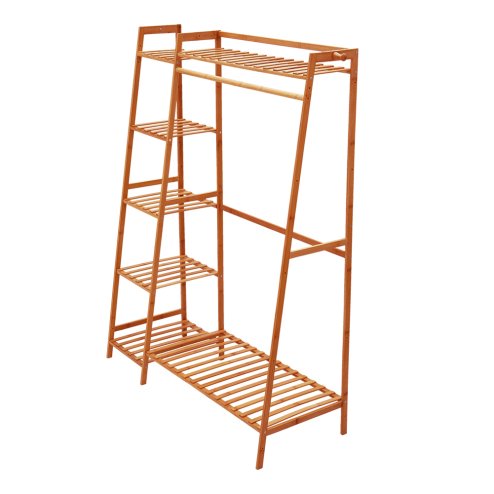 Living and Home Bamboo Bedroom Garment Clothes Rack Brown 110cm