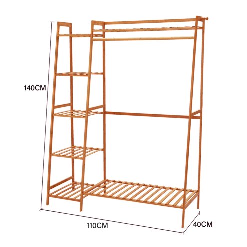 Living and Home Bamboo Bedroom Garment Clothes Rack Brown 110cm