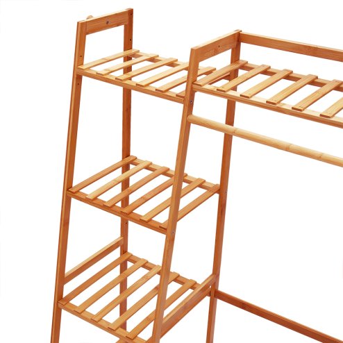 Living and Home Bamboo Bedroom Garment Clothes Rack Brown 110cm