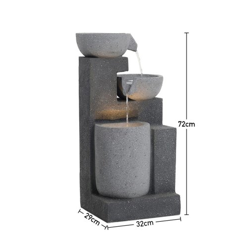 Living and Home 3-Tier Outdoor Water Fountain Rockery Decor Solar Powered Water Feature with LED Light