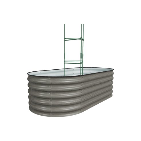 Living and Home 160cm W Outdoor Galvanized Steel Grey Raised Garden Bed with Green Trellis