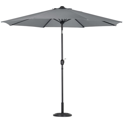 Tempered Glass Garden Coffee Table with Parasol Hole + 3M Rotating Patio Parasol Bundle