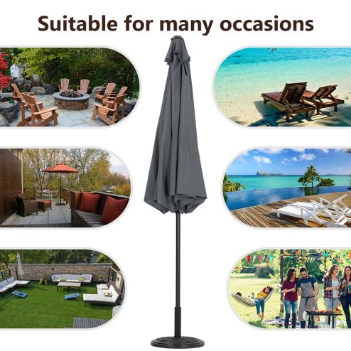 Tempered Glass Garden Coffee Table with Parasol Hole + 3M Rotating Patio Parasol Bundle