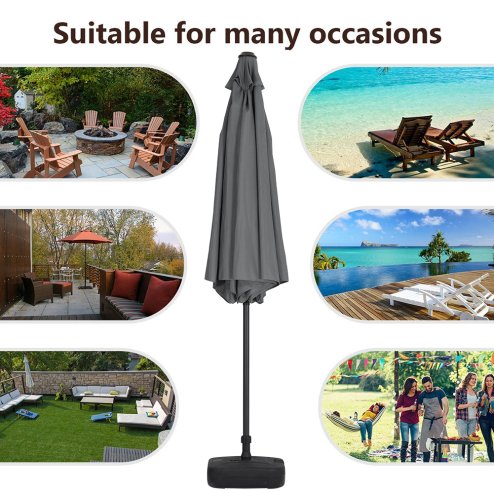 Black Rattan Patio Furniture Set + 3M Rotating Cantilever Parasol with Base Bundle