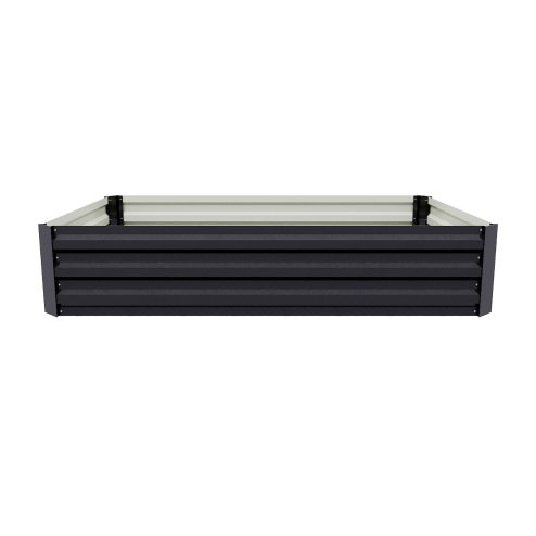 Living and Home 30cm H Rectangular Flower Bed Galvanised Steel Raised Garden Bed, Easy Assembly, Anthracite