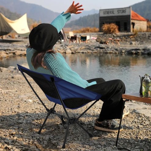 Living and Home Outdoor High-Back Moon Chair, Breathable Portable Folding Camping Chair