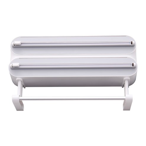 Living and Home Dual-Layer Magnetic Plastic Wrap Dispenser with Cutter