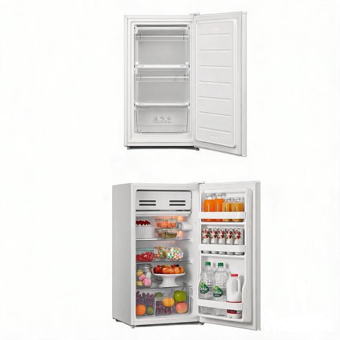 2pcs Fridge & Freezer Combo Set – 93L Fridge + 60L Upright Freezer, Freestanding, White