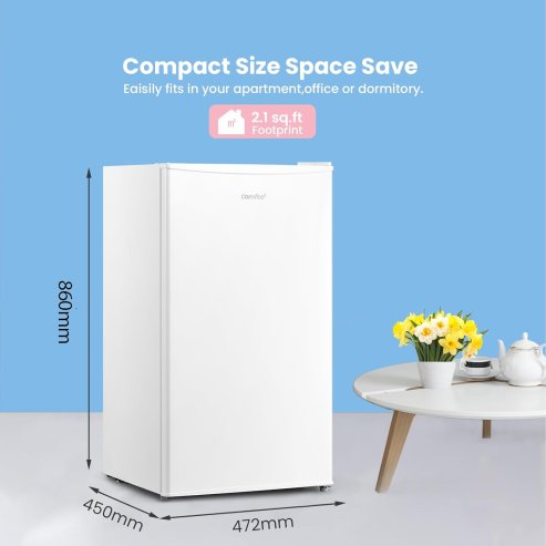 2pcs Fridge & Freezer Combo Set – 93L Fridge + 60L Upright Freezer, Freestanding, White