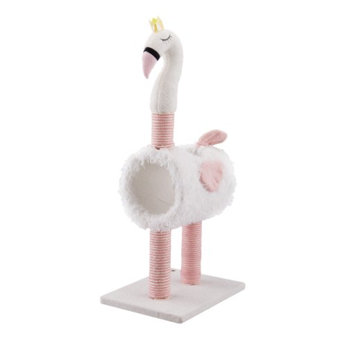 Living and Home Flamingo-Shaped Cat Scratching Board with Interactive Toy Ball, Cat Scratching Post