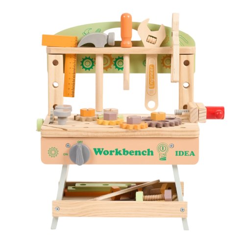 Living and Home 43pcs Wooden Pretend Play Kids Tool Bench Set Montessori Toys