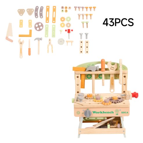 Living and Home 43pcs Wooden Pretend Play Kids Tool Bench Set Montessori Toys