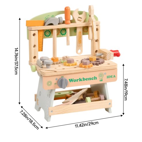 Living and Home 43pcs Wooden Pretend Play Kids Tool Bench Set Montessori Toys