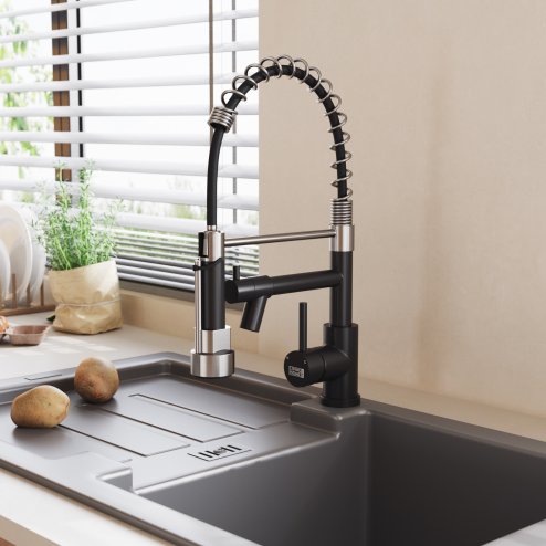 Living and Home Stainless Steel Kitchen Faucet with Pull Down Spring Spout and Pot Filler