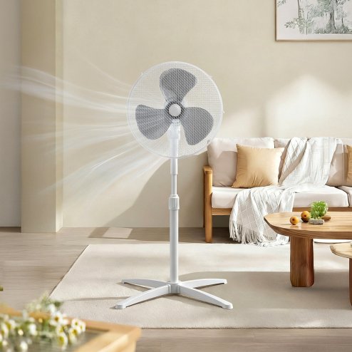 40W Electric Standing Pedestal Fan Height Adjustable with 3 Speeds 96-125cm
