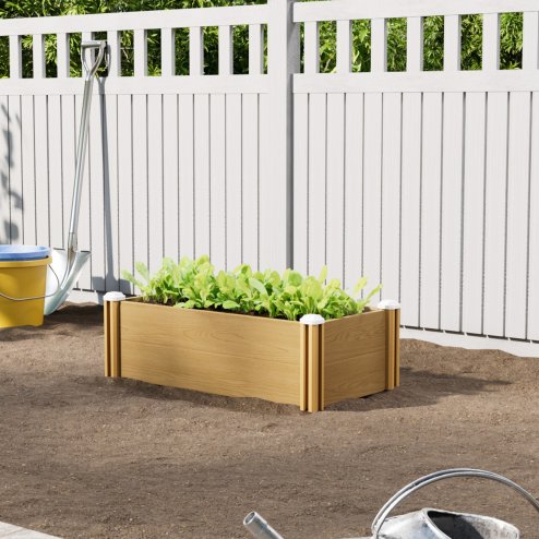 Living and Home 102cm W Rectangular Plastic Wood-Grain Raised Garden Bed Planter