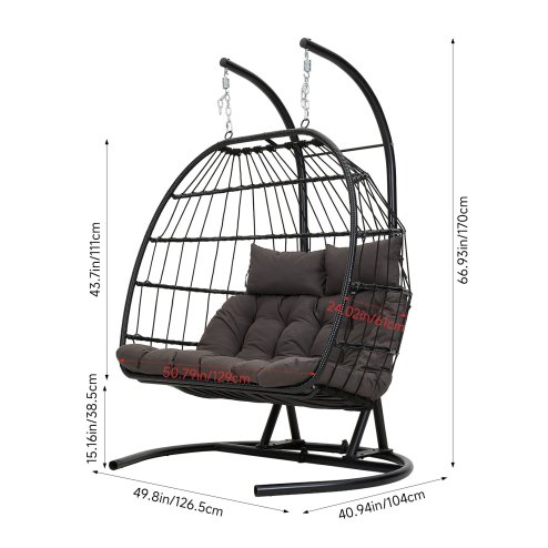 Living and Home 2-Seater Swing Hanging Egg Chair with Metal Stand