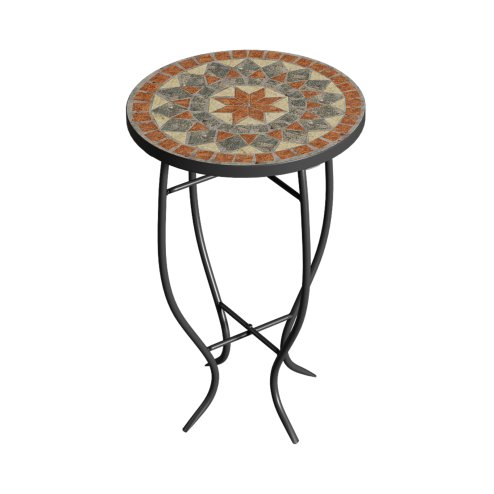 Living and Home Outdoor Mosaic Accent Side Table Plant Stand, 36cm Dia x 54cm H