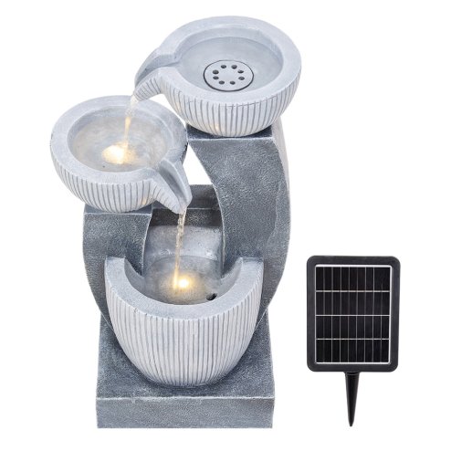 Living and Home 3-Tier Solar-Powered Water Fountain Outdoor Gardening Decor Water Feature with LED Lights