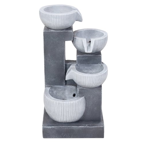 Living and Home 4-Tier Solar-Powered Water Fountain Outdoor Gardening Decor LED Water Feature with Solar Panel