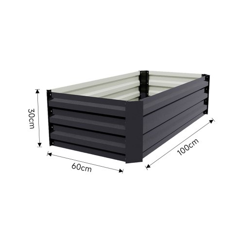 Living and Home Galvanised Steel Raised Garden Bed Rectangular Planter Box for Flowers, Herbs & Vegetables, 100cm W x 60cm D x 30cm H