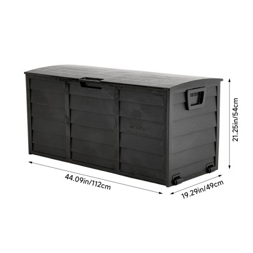 Living and Home 290L Waterproof Garden Storage Box Outdoor Storage Deck Box with Wheels, Black