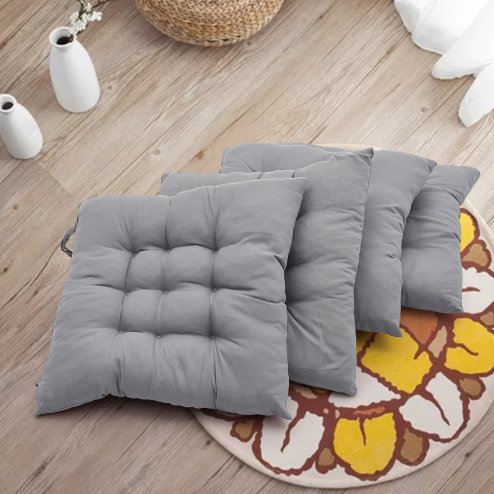 Living and Home 4Pcs Square Soft Thicken Tatami Seat Cushions, Grey