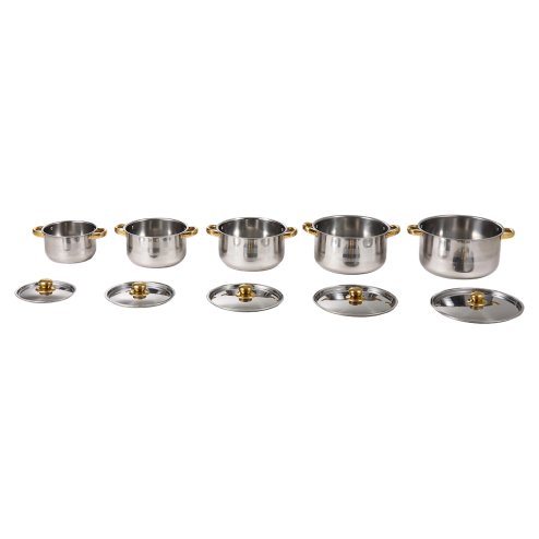 Living and Home 5pcs Stainless Steel Cookware Set with Metal Lids