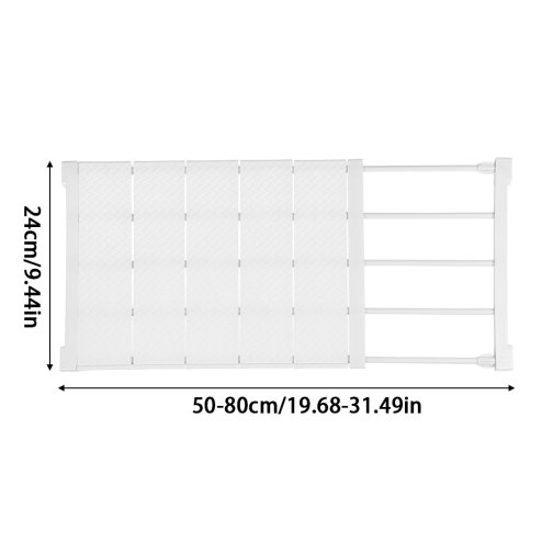 Living and Home White Expandable Closet Tension Shelf Rod and Storage Layer Dividers, 50 W x 25 D (cm)