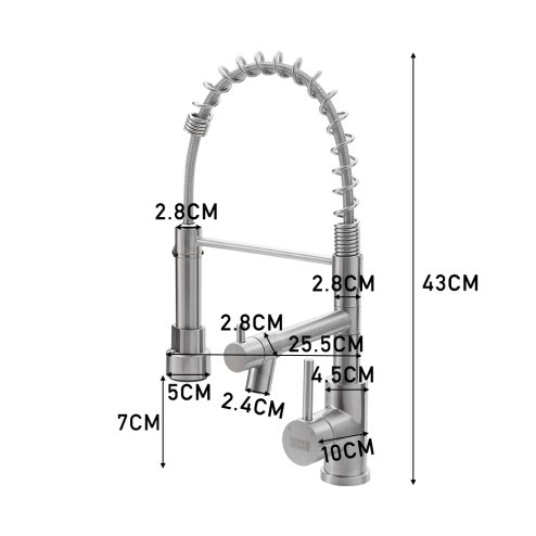 Living and Home Stainless Steel Kitchen Faucet with Pull Down Spring Spout and Pot Filler