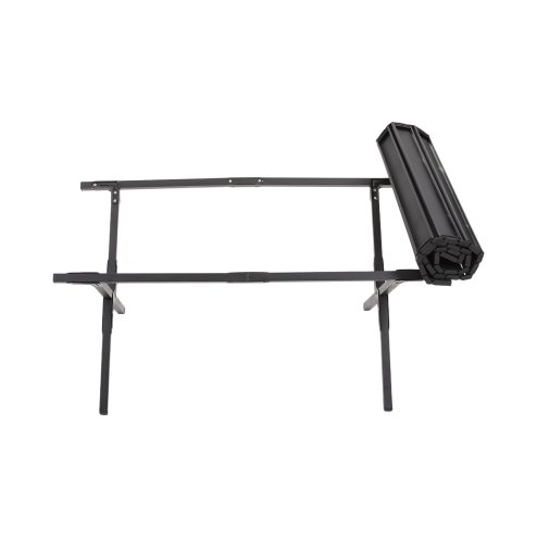 Living and Home 90cm X-Shaped Portable Folding Camping Table & Chair Set, 90cm Black Roll Top Table + 4 Folding Kermit Chairs with Wood Armrests, Outdoor Picnic Furniture with Carry Bags