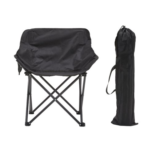 Living and Home 90cm X-Shaped Folding Camping Table & Chair Set, 90cm Black Roll Top Table + 4 Low-Back Moon Chairs, Portable Outdoor Picnic Furniture with Carry Bags