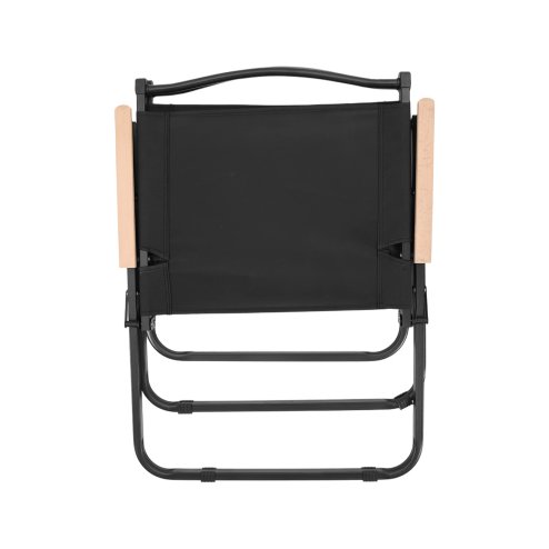 Living and Home 95cm Portable Folding Camping Table & Chair Set, 95cm Black Roll-Top Table + 4 Kermit Chairs with Wood Armrests, Outdoor Picnic Furniture with Carry Bag