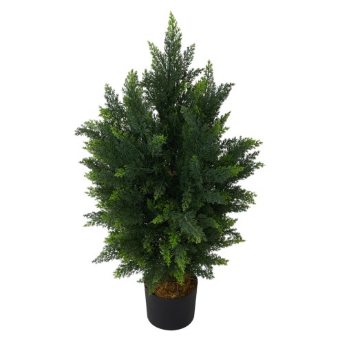 Living and Home 90cm Decorative Artificial Cypress Tree in Pot Indoor Outdoor Decor