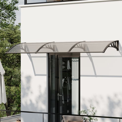Living and Home Outdoor Door Canopy Window Awning with Drainage Channel, 300cm (W) x 100cm (D) x 28cm (H)