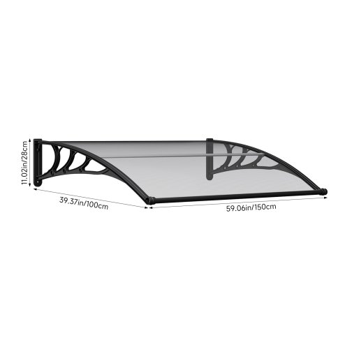 Living and Home Outdoor Door Canopy Window Awning with Drainage Channel, 150cm (W) x 100cm (D) x 28cm (H)