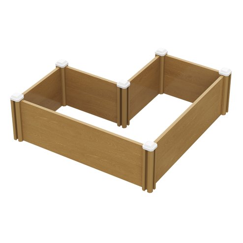 Living and Home L-Shaped Plastic Wood-Grain Raised Garden Bed Planter, 54cm (W) x 33cm (H)