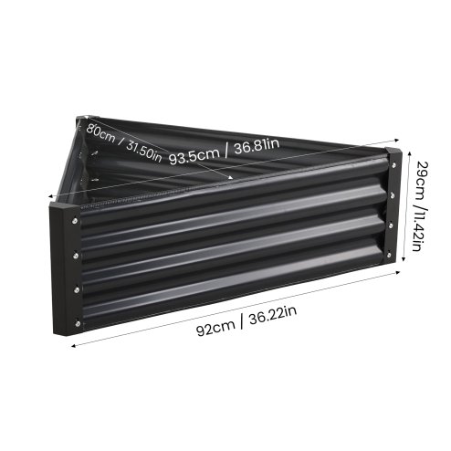 Living and Home Triangular Galvanised Steel Raised Garden Bed Dark Grey, 93.5cm W x 80cm D x 29cm H