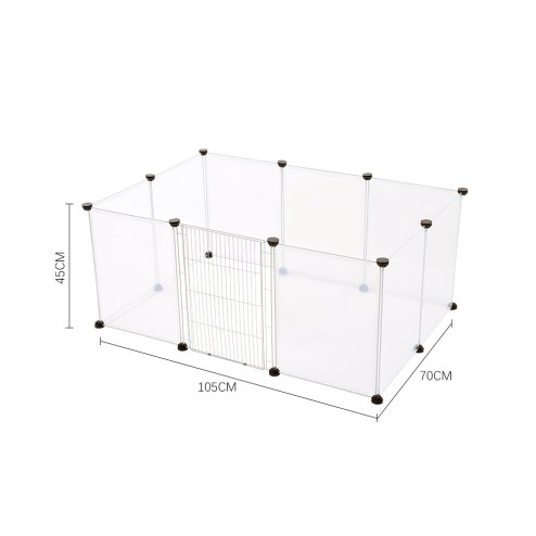 Living and Home 10 Panels Portable Clear Pet Playpen Fence with Door, 105cm (W) x 70cm (D) x 45cm (H)