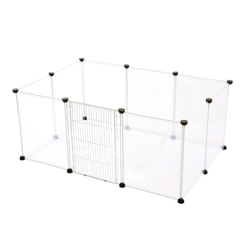 Living and Home 10 Panels Portable Clear Pet Playpen Fence with Door, 105cm (W) x 70cm (D) x 45cm (H)