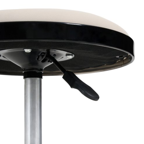 Living and Home Height-Adjustable PU Leather Round Salon Rolling Stool