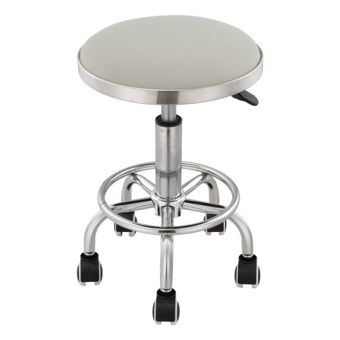 Living and Home Height-Adjustable PU Leather Round Salon Rolling Stool
